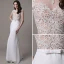 Modern / Fashion White Trumpet / Mermaid Beach Chiffon Wedding Dresses 2017 Scoop Neck Sleeveless Pearl Appliques Lace Sweep Train