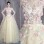 Flower Fairy Yellow Prom Dresses 2017 A-Line / Princess Scoop Neck Long Sleeve Appliques Flower Ruffle Tulle Royal Train Formal Dresses