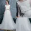 Bohême 2 Pièces Plage Robe De Mariée 2017 Princesse Manches Longues Appliques En Dentelle Blanche Volants Tulle Tribunal Train