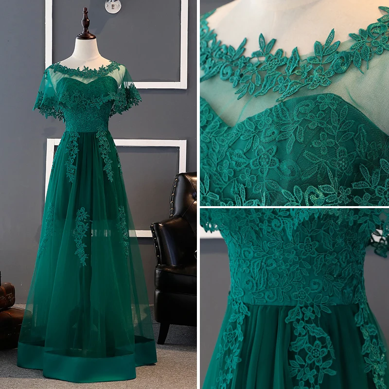 Rimelig Mørk Grønn Brudepikekjoler 2017 Prinsesse Kjæreste Appliques Blonder Lange