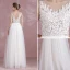 Chic / Belle Ivoire Robe De Mariée 2017 Princesse Encolure Dégagée Sans Manches Percé Dentelle Volants Tulle Ceinture Longue