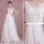 Chic / Belle Ivoire Robe De Mariée 2017 Princesse Encolure Dégagée Sans Manches Percé Dentelle Volants Tulle Ceinture Longue