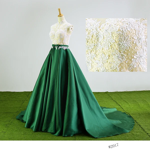 Style Chinois Vert Foncé Robe De Bal 2017 Col Haut Sans Manches Appliques Dos Nu Noeud Ceinture Satin Robe De Ceremonie Chapel Train