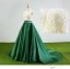 Style Chinois Vert Foncé Robe De Bal 2017 Col Haut Sans Manches Appliques Dos Nu Noeud Ceinture Satin Robe De Ceremonie Chapel Train