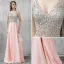 Glittrande Rodnande Rosa Balklänningar 2017 Halterneck Beading Rhinestone Paljetter Slits Fram Långa Chiffong Formella Klänningar