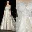 Modern / Fashion Champagne Wedding Dresses 2017 A-Line / Princess Square Neckline Long Sleeve Appliques Lace Sweep Train