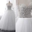 Luxury / Gorgeous White Crystal Wedding Dresses 2017 Scoop Neck Long Sleeve Beading Rhinestone Pearl Sequins Floor-Length / Long Ball Gown