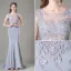 Modern / Fashion Silver Evening Dresses  2017 Scoop Neck Sleeveless Appliques Lace Beading Trumpet / Mermaid Formal Dresses Sweep Train