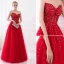 Sparkly Rød Ballkjoler 2017 Prinsesse Uten Ermer Fantastiske / Unike Kjæreste Ryggløse Beading Paljetter Lange Tyll Formelle Kjoler