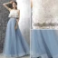 Bohême 2 Pièces Robe De Bal 2017 Princesse Sans Manches Perlage Perle Fleur Volants Robe De Ceremonie Train De Balayage