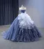 High End Meeresblau Fallende Rüsche Applikationen Glanz Pailletten Ballkleider 2023 Ballkleid Bandeau Ärmellos Rückenfreies Hof-Schleppe Ball Festliche Kleider