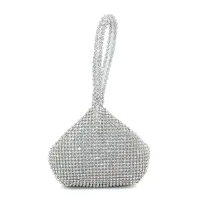 Stylowe Modne Srebrny Kopertówki Frezowanie Rhinestone Metal Koktajlowe Wieczorowe Akcesoria 2019