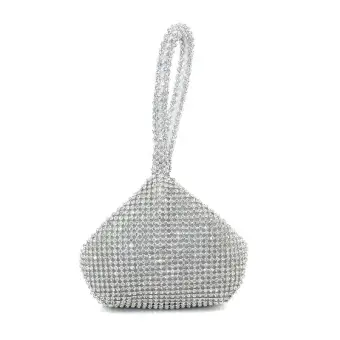 Stylowe Modne Srebrny Kopertówki Frezowanie Rhinestone Metal Koktajlowe Wieczorowe Akcesoria 2019