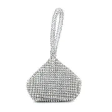 Moderne Mode Argenté Pochette Perlage Faux Diamant Métal Cocktail Soirée Accessorize 2019