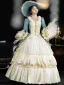 Vintage / Retro Medieval Bling Bling Champagne Ocean Blue Prom Dresses 2024 3D Lace Beading Floor-Length / Long U-Neck Cosplay Long Sleeve Ball Gown Prom