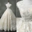 Luxe Champagne Robe Boule Robe De Mariée 2017 Encolure Dégagée Manches Courtes Volants Organza Dentelle Tribunal Train