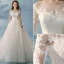 Élégant Princesse Ivoire Robe De Mariée 2017 1/2 Manches Appliques Dentelle Volants Tulle Dos Nu Chapel Train