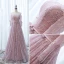 Chic / Belle Robe De Soirée 2017 De l'épaule 1/2 Manches Perlage Noeud Ceinture Volants Dentelle Longue Robe De Ceremonie