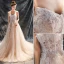 Romantic Beach Wedding Dresses 2017 A-Line / Princess Sleeveless Spaghetti Straps Appliques Lace Flower Beading Backless Champagne Ruffle Tulle Chapel Train
