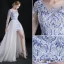 Chinese style Asymmetrical Evening Dresses  2017 A-Line / Princess Scoop Neck Long Sleeve Embroidered Flower White Organza Detachable Formal Dresses