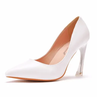 Chic Beautiful White Crystal Prom Pumps 2022 9 Cm Stiletto Heels Pointed Toe Pumps High Heels