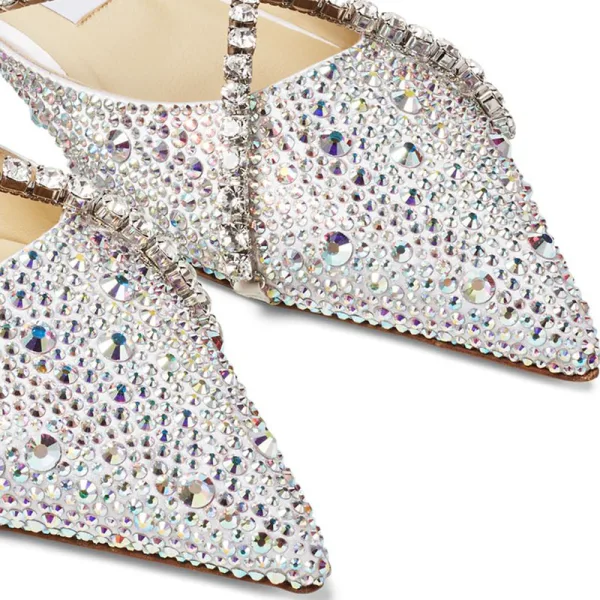 Charmant Multi-Couleurs Faux Diamant Plate Chaussure De Mariée 2022 Cuir X-Strap À Bout Pointu Mariage Talons