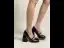 Vintage / Retro Yellow Prom Satin Pumps 2024 10 cm Thick Heels Square Toe Pumps High Heels