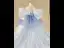 Fashion Sky Blue Sequins Lace Flower Cascading Ruffles Birthday Flower Girl Dresses 2024 Ball Gown Off-The-Shoulder Puffy Short Sleeve Backless Floor-Length / Long