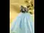 Chic / Beautiful Sky Blue Floral Pearl Rhinestone Birthday Flower Girl Dresses 2024 Ball Gown Scoop Neck Short Sleeve Backless Floor-Length / Long