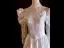 Vintage / Retro Medieval White Beading Pearl Lace Flower Satin Wedding Dresses 2024 A-Line / Princess High Neck 3/4 Sleeve Sweep Train Wedding