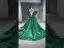 High-end Vintage / Retro Dark Green Prom Dresses 2023 A-Line / Princess Halter Sleeveless Backless Court Train Prom Formal Dresses