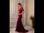 Luxury / Gorgeous Burgundy Evening Dresses  2019 Trumpet / Mermaid Scoop Neck Beading Crystal Tassel Short Sleeve Sweep Train Formal Dresses