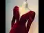 Vintage / Retro Beading Burgundy Velvet Winter Prom Dresses 2024 A-Line / Princess V-Neck Long Sleeve Floor-Length / Long Prom Formal Dresses