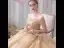 Luxe Champagne Robe De Mariée 2019 Princesse De l'épaule Perlage Paillettes En Dentelle Fleur Manches Courtes Dos Nu Royal Train