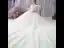Luxury / Gorgeous Champagne Wedding Dresses 2019 A-Line / Princess Scoop Neck Beading Lace Flower 3/4 Sleeve Backless Cathedral Train
