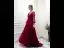 Luxury / Gorgeous Burgundy See-through Evening Dresses  2019 A-Line / Princess Deep V-Neck Puffy 3/4 Sleeve Handmade  Beading Glitter Tulle Floor-Length / Long Ruffle Backless Formal Dresses