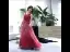 Elegant Red Gradient-Color Evening Dresses  2019 A-Line / Princess Scoop Neck Sleeveless Glitter Tulle Floor-Length / Long Ruffle Backless Formal Dresses
