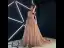 Élégant Champagne Robe De Soirée 2019 Princesse Bretelles Spaghetti Sans Manches Ceinture Fendue devant Tribunal Train Volants Dos Nu Robe De Ceremonie