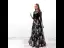 Bohemia Black See-through Evening Dresses  2018 A-Line / Princess Scoop Neck 3/4 Sleeve Printing Tulle Floor-Length / Long Ruffle Backless Formal Dresses