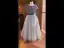 Chic / Beautiful Grey Sequins Birthday Flower Girl Dresses 2024 A-Line / Princess Scoop Neck Short Sleeve Bow Sash Floor-Length / Long