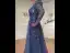 High End Meeresblau Handgefertigt Perlenstickerei Pailletten Ballkleider 2024 A Linie Eckiger Ausschnitt Lange Ärmel Lange Ball Festliche Kleider