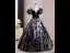 Vintage / Retro Navy Blue Printing Prom Dresses 2024 Ball Gown Square Neckline Puffy Short Sleeve Backless Floor-Length / Long Prom Formal Dresses