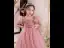 Chic / Belle Rougissant Rose Anniversaire Robe Ceremonie Fille 2024 Robe Boule Encolure Carrée Gonflée Manches Courtes Dos Nu Longue