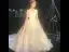 Bling Bling Champagner Durchsichtige Brautkleider / Hochzeitskleider 2019 A Linie Rundhalsausschnitt Lange Ärmel Rückenfreies Perlenstickerei Perle Glanz Pailletten Kathedrale Schleppe Rüschen
