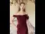 Charming Burgundy Trumpet / Mermaid Prom Dresses 2024 Off-The-Shoulder Backless Floor-Length / Long Prom Formal Dresses
