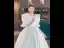 Medieval Vintage / Retro White Satin Lace Flower Wedding Dresses 2024 Ball Gown Scoop Neck Puffy Short Sleeve Backless Floor-Length / Long Wedding