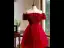 Chic / Beautiful Red Appliques Short Prom Dresses 2024 Ball Gown Off-The-Shoulder Short Sleeve Backless Prom Formal Dresses