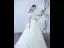 Schöne Champagner Brautkleider / Hochzeitskleider 2019 A Linie Off Shoulder Kurze Ärmel Rückenfreies Applikationen Spitze Perlenstickerei Pailletten Glanz Tülle Kathedrale Schleppe Rüschen