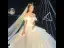 Luxury / Gorgeous Champagne Wedding Dresses 2019 A-Line / Princess Off-The-Shoulder Short Sleeve Backless Appliques Lace Beading Pearl Crystal Glitter Tulle Cathedral Train Ruffle