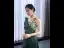 Elegant High-end Dark Green Satin Evening Dresses  2021 A-Line / Princess Scoop Neck Beading Sequins 3/4 Sleeve Sash Chapel Train Evening Party Formal Dresses